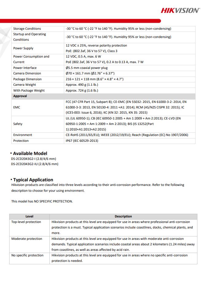 HIKVISION DS-2CD2043G2-I 4MP AcuSense Fixed Bullet Network Camera