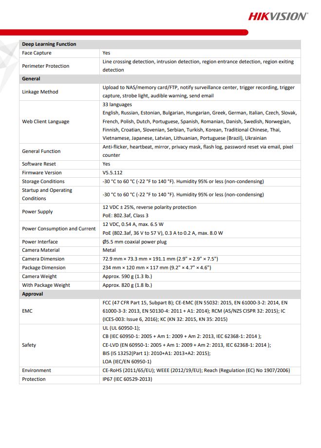 HIKVISION DS-2CD2046G2-IU/SL(C) 4MP AcuSense Strobe Light & Audible Warning Fixed Bullet Network Camera