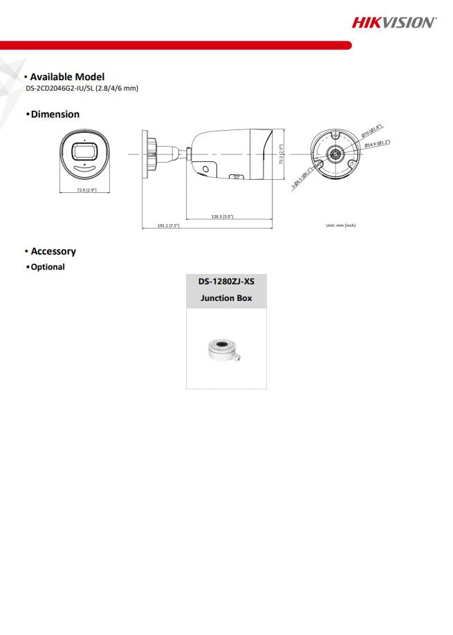 HIKVISION DS-2CD2046G2-IU/SL(C) 4MP AcuSense Strobe Light & Audible Warning Fixed Bullet Network Camera