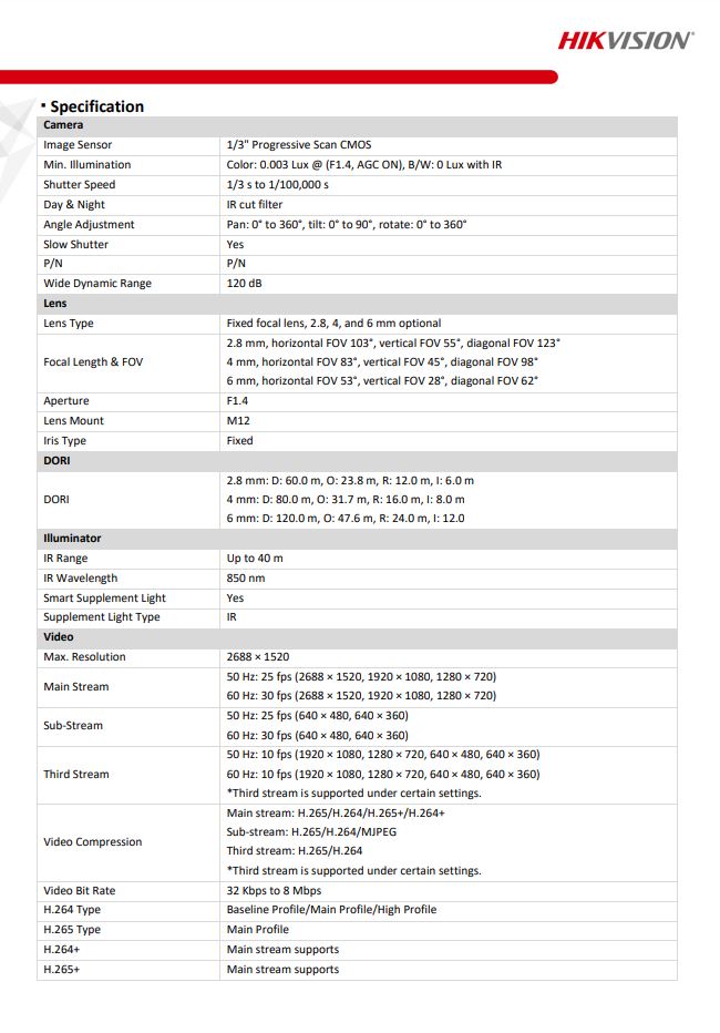 HIKVISION DS-2CD2046G2-IU(C) 4MP AcuSense Fixed Bullet Network Camera