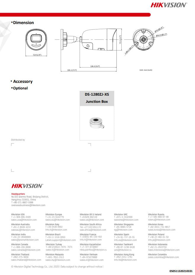 HIKVISION DS-2CD2066G2-IU/SL 6 MP AcuSense Strobe Light and Audible Warning Fixed Bullet Network Camera