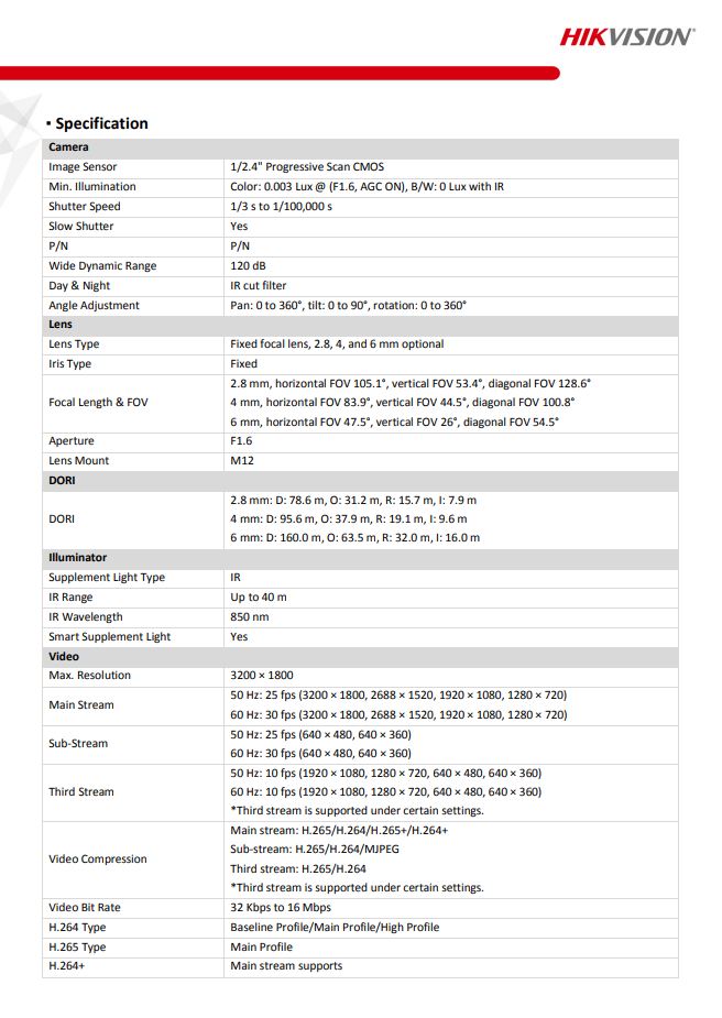 HIKVISION DS-2CD2066G2-I(U) 6 MP AcuSense Powered-by-DarkFighter Fixed Mini Bullet Network Camera