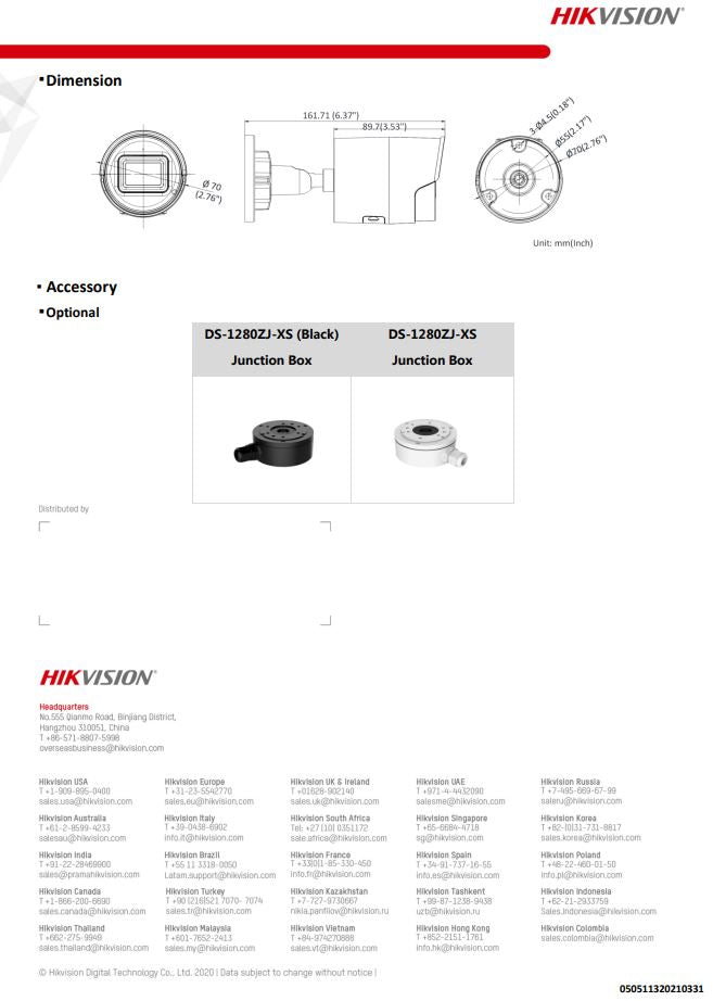 HIKVISION DS-2CD2066G2-I(U) 6 MP AcuSense Powered-by-DarkFighter Fixed Mini Bullet Network Camera