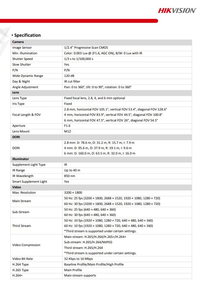 HIKVISION DS-2CD2066G2-I(C) 6 MP AcuSense Powered-by-DarkFighter Fixed Mini Bullet Network Camera