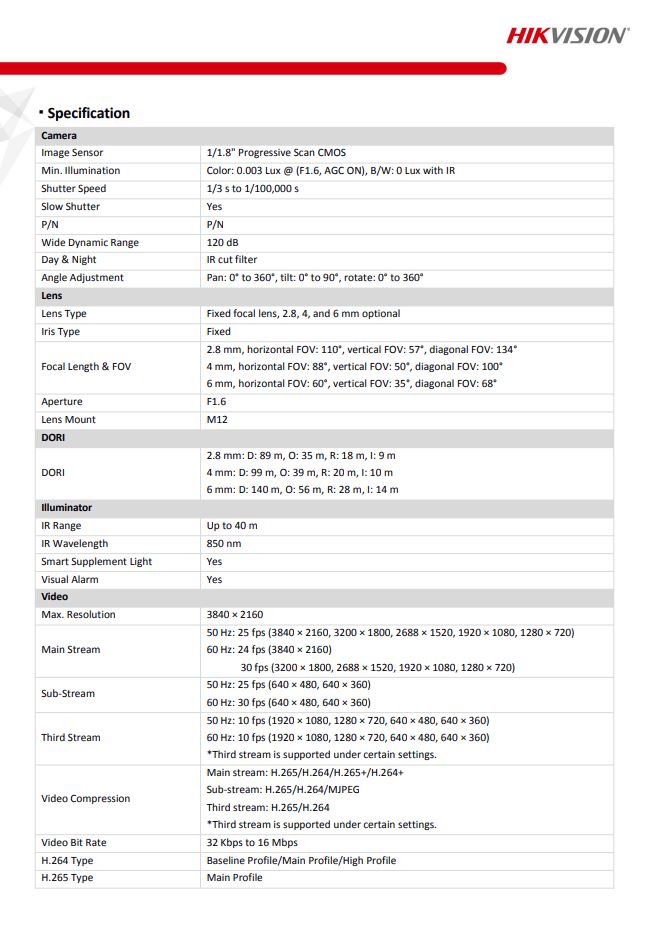 HIKVISION DS-2CD2086G2-IU/SL 8 MP AcuSense Strobe Light and Audible Warning Fixed Bullet Network Camera