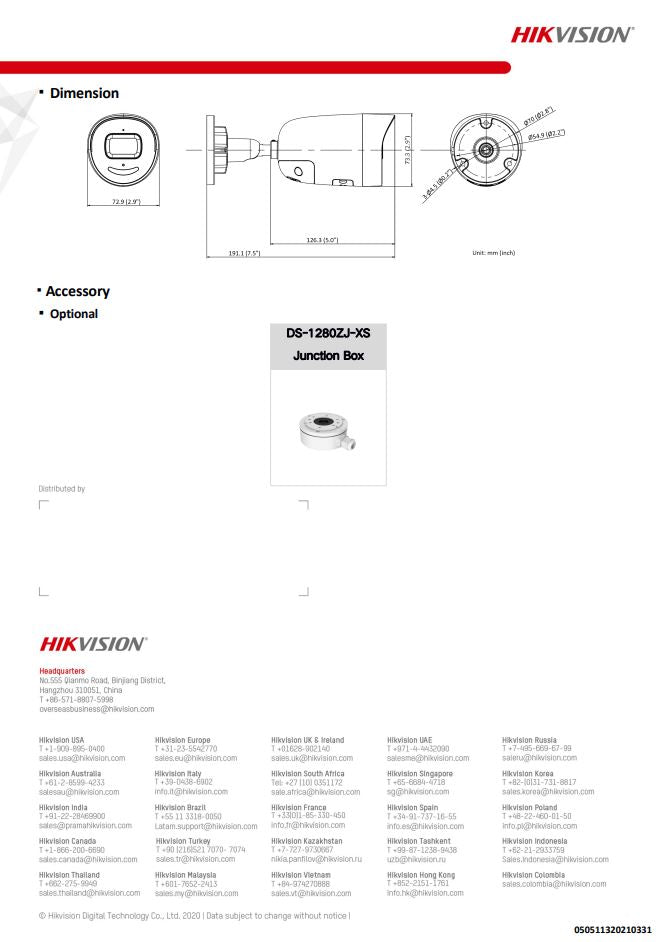 HIKVISION DS-2CD2086G2-IU/SL 8 MP AcuSense Strobe Light and Audible Warning Fixed Bullet Network Camera