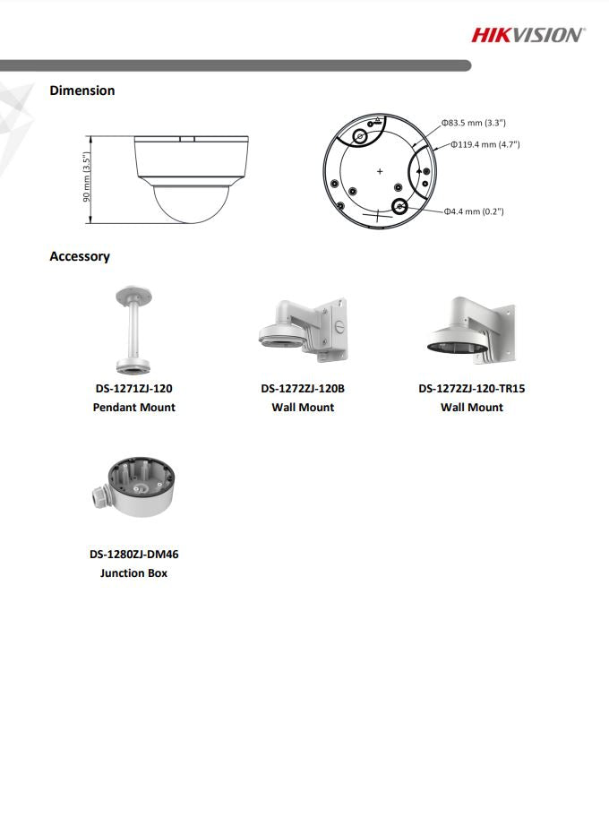 HIKVISION DS-2CD2125G0-IMS 2MP HDMI Fixed Dome Network Camera