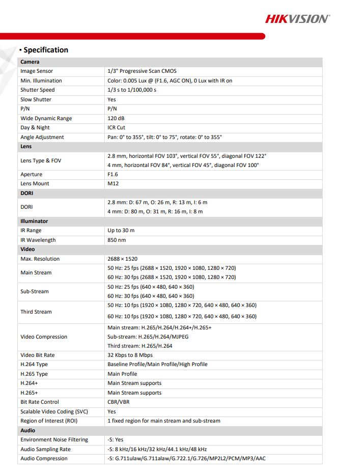 HIKVISION DS-2CD2143G2-IS 4MP AcuSense Vandal Fixed Dome Network Camera