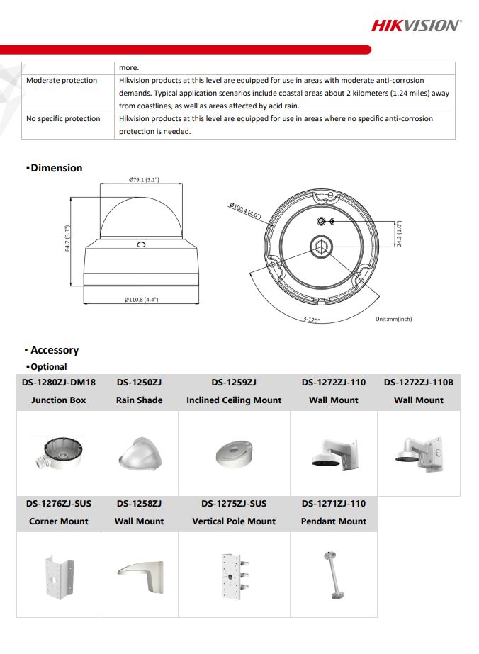 HIKVISION DS-2CD2143G2-I 4MP AcuSense Vandal Fixed Dome Network Camera