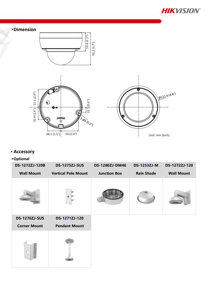 HIKVISION DS-2CD2143G2-IU 4MP AcuSense Vandal Fixed Dome Network Camera