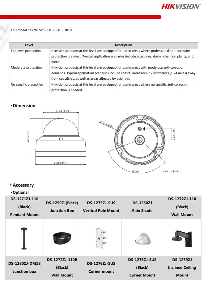 HIKVISION DS-2CD2163G2-IS(Black) 6MP AcuSense Vandal Fixed Dome Network Camera