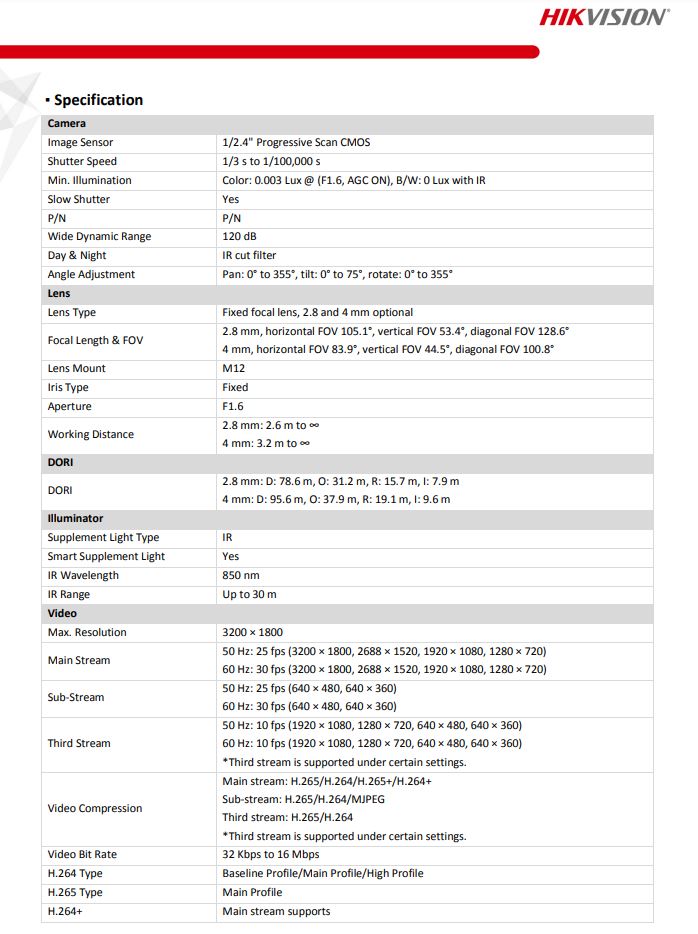 HIKVISION DS-2CD2166G2-ISU(C) 6MP AcuSense Fixed Dome Network Camera