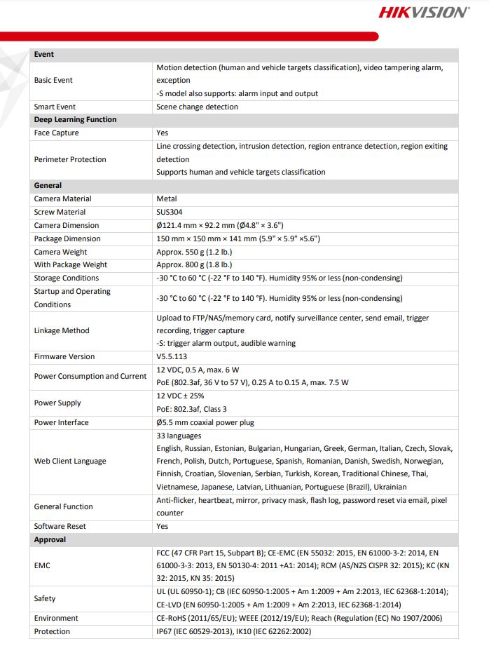 HIKVISION DS-2CD2166G2-ISU(C) 6MP AcuSense Fixed Dome Network Camera