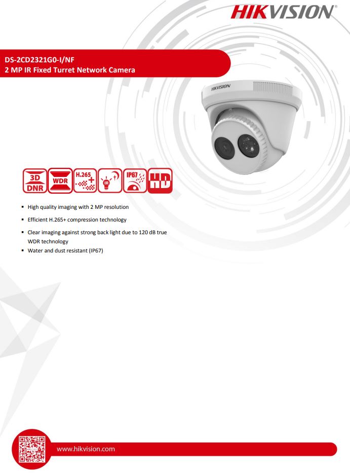 HIKVISION DS-2CD2321G0-I/NF(C) 2MP WDR Fixed Turret Network Camera