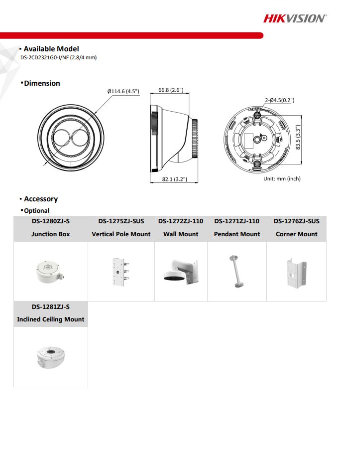 HIKVISION DS-2CD2321G0-I/NF(C) 2MP WDR Fixed Turret Network Camera