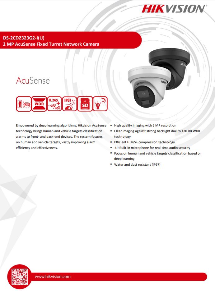 HIKVISION DS-2CD2323G2-I(D) 2MP AcuSense Fixed Turret Network Camera