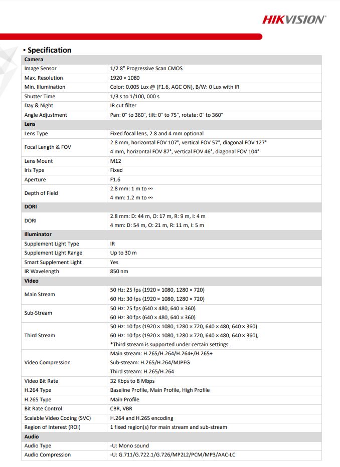 HIKVISION DS-2CD2323G2-I(D) 2MP AcuSense Fixed Turret Network Camera