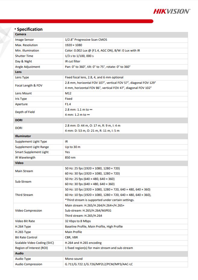 HIKVISION DS-2CD2326G2-ISU/SL(D) 2MP AcuSense Strobe Light & Audible Warning Fixed Turret Network Camera