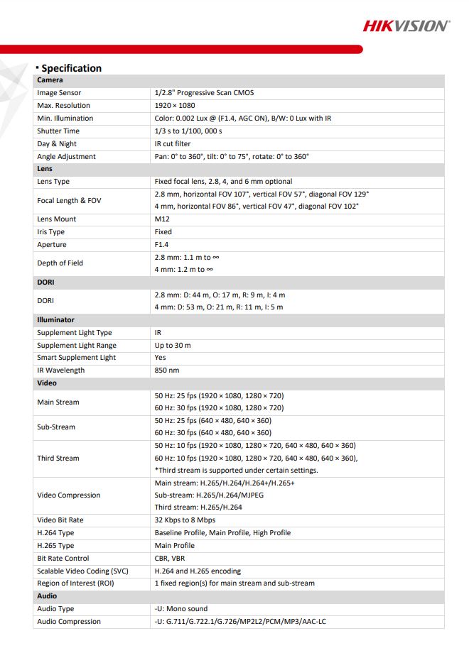 HIKVISION DS-2CD2326G2-I(D) 2MP AcuSense Fixed Turret Network Camera