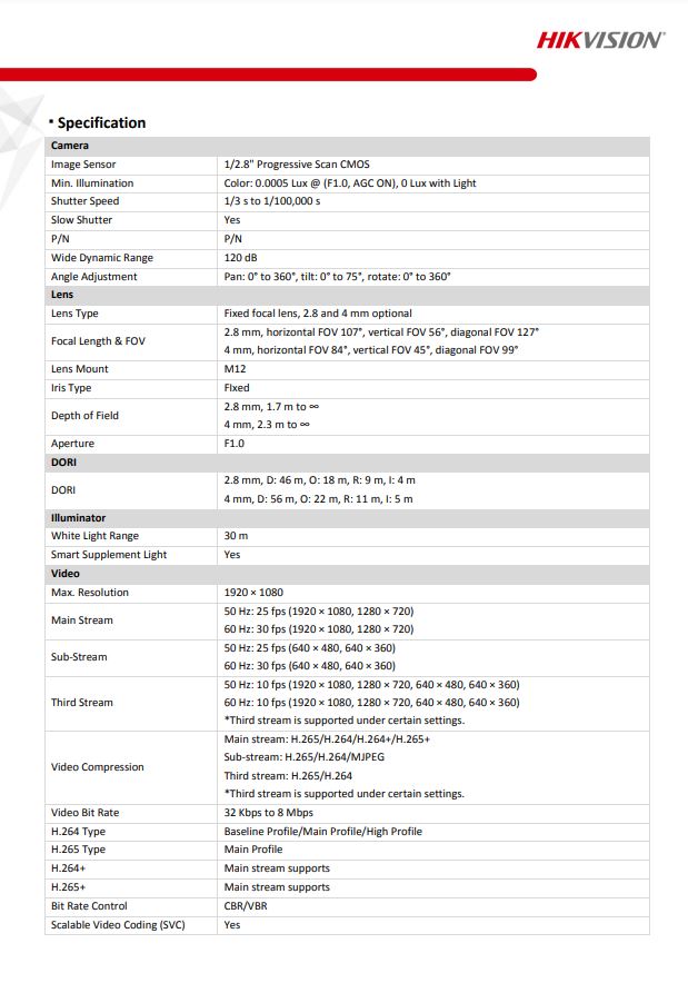 HIKVISION DS-2CD2327G2-LU(C) 2MP ColorVu Fixed Turret Network Camera