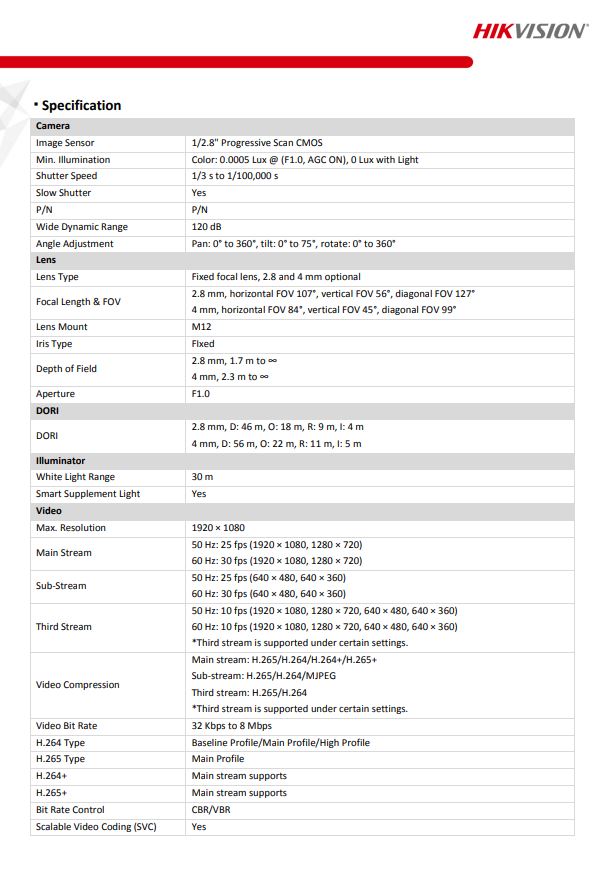 HIKVISION DS-2CD2327G2-L(C) 2MP ColorVu Fixed Turret Network Camera