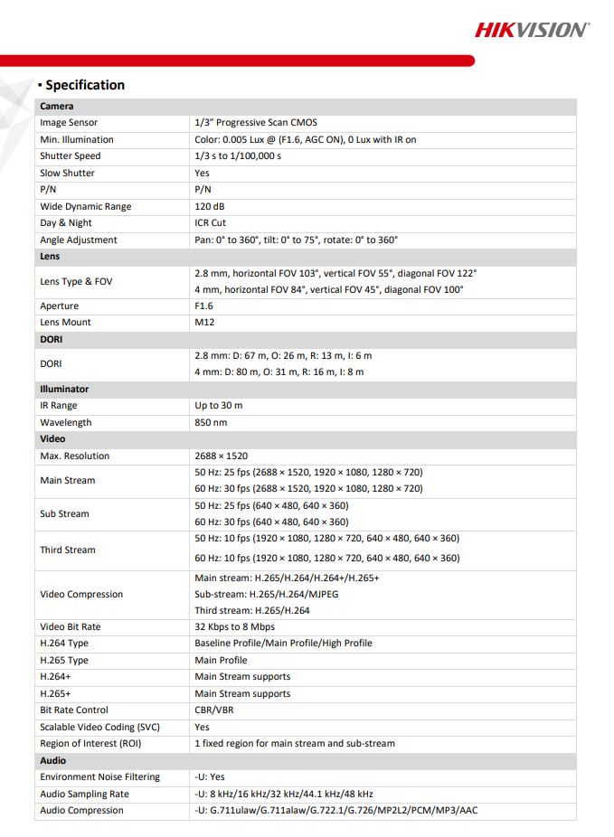 HIKVISION DS-2CD2343G2-I 4MP AcuSense Fixed Turret Network Camera