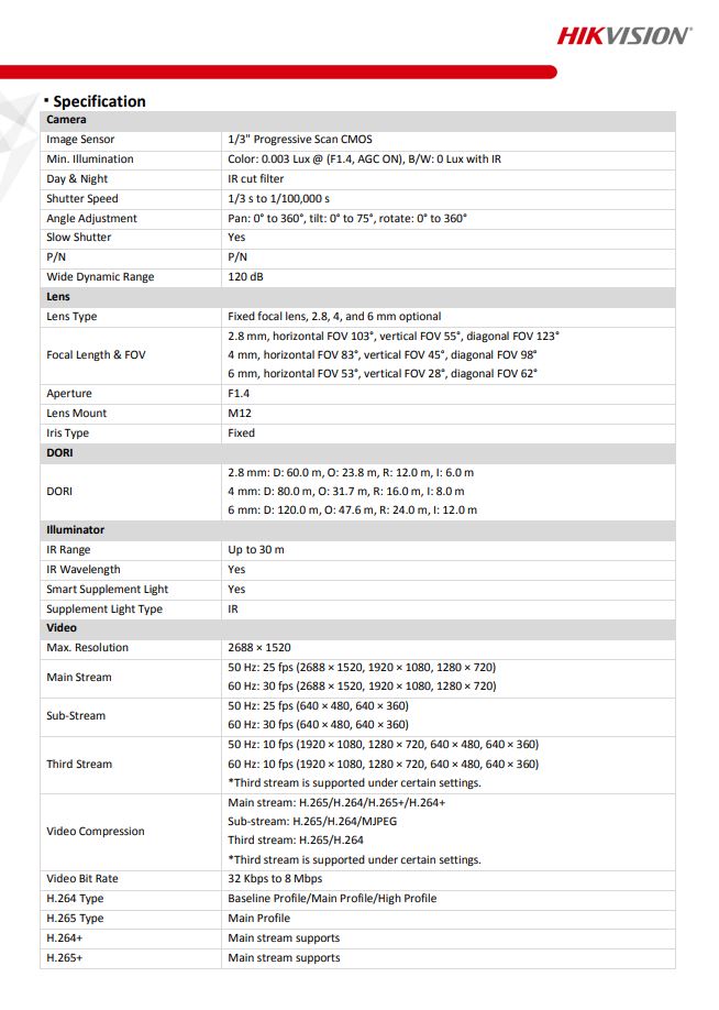 HIKVISION DS-2CD2346G2-IU(C) 4MP AcuSense Fixed Turret Network Camera