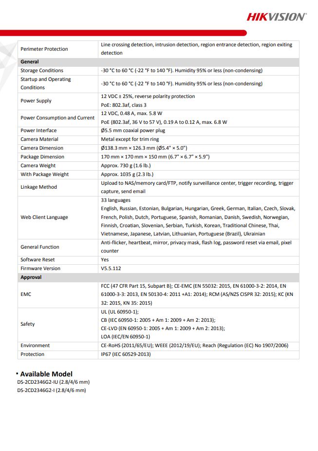 HIKVISION DS-2CD2346G2-IU(C) 4MP AcuSense Fixed Turret Network Camera