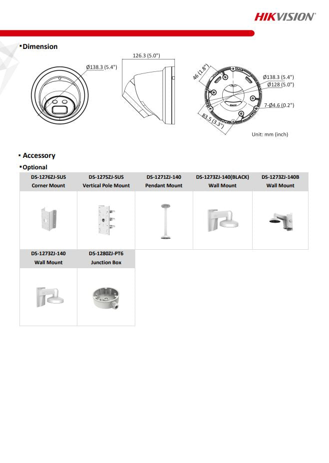 HIKVISION DS-2CD2346G2-IU(C) 4MP AcuSense Fixed Turret Network Camera