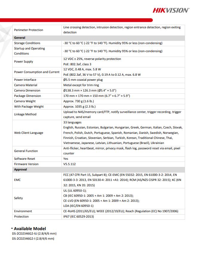 HIKVISION DS-2CD2346G2-I(C) 4MP AcuSense Fixed Turret Network Camera