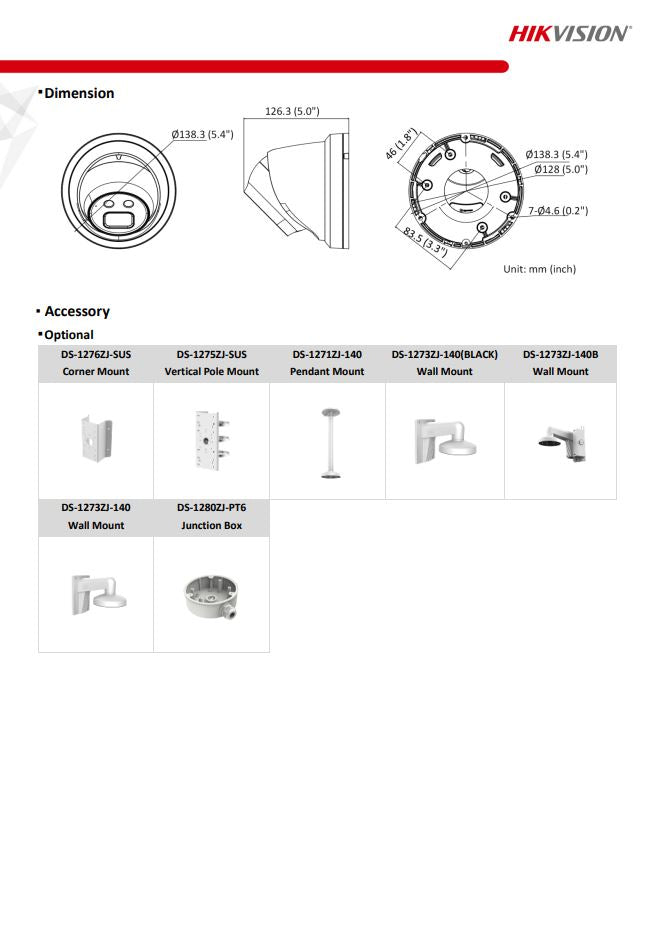 HIKVISION DS-2CD2346G2-I(C) 4MP AcuSense Fixed Turret Network Camera