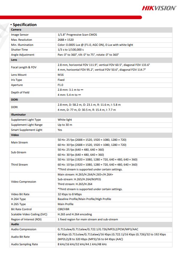 HIKVISION DS-2CD2347G2-LSU/SL(C) 4MP ColorVu Strobe Light & Audible Warning Fixed Turret Network Camera