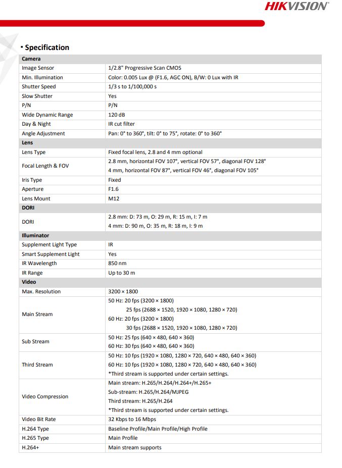 HIKVISION DS-2CD2363G2-I 6MP AcuSense Fixed Turret Network Camera