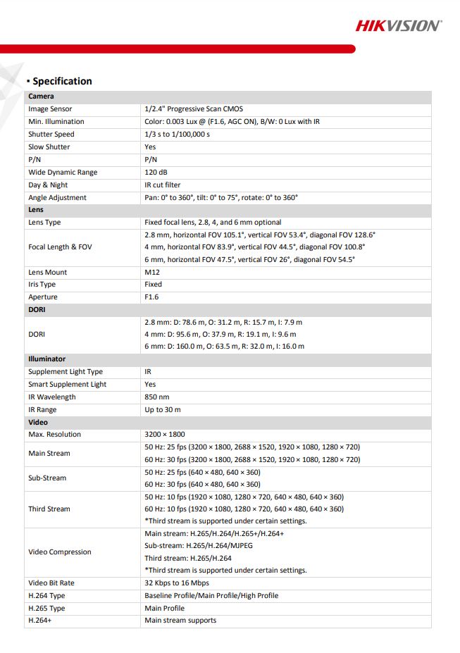 HIKVISION DS-2CD2366G2-IU(C) 6MP AcuSense Fixed Turret Network Camera