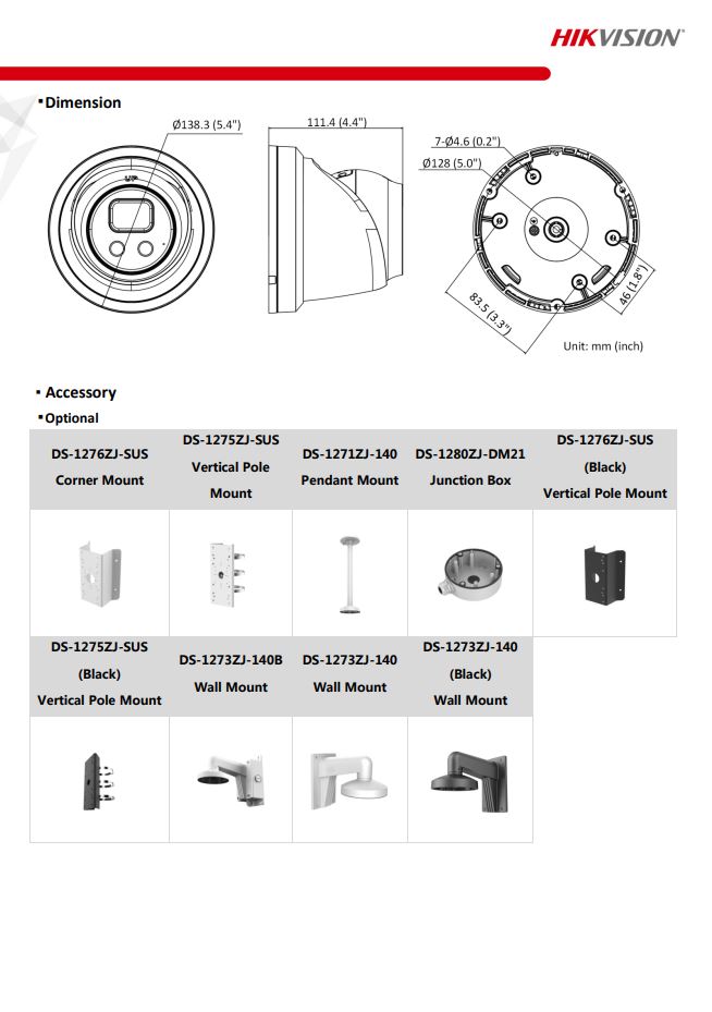 HIKVISION DS-2CD2366G2-IU(C) 6MP AcuSense Fixed Turret Network Camera