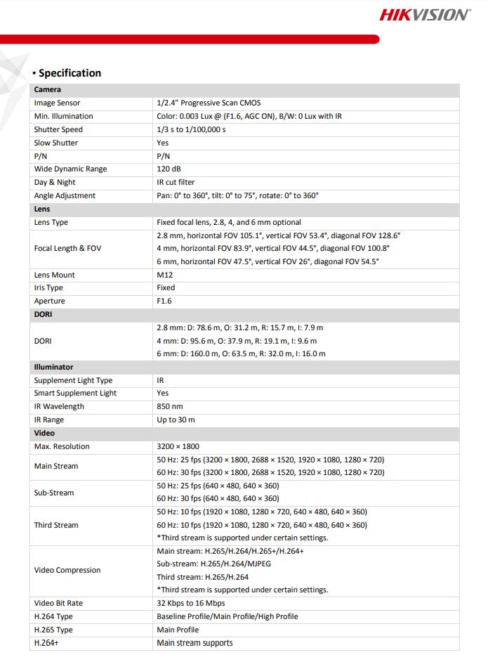 HIKVISION DS-2CD2366G2-I(C) 6MP AcuSense Fixed Turret Network Camera