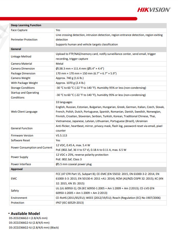 HIKVISION DS-2CD2366G2-I(C) 6MP AcuSense Fixed Turret Network Camera