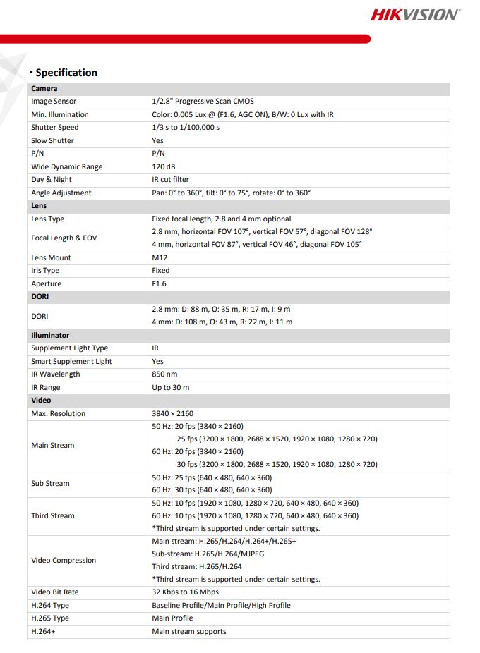 HIKVISION DS-2CD2383G2-I 8MP AcuSense Fixed Turret Network Camera