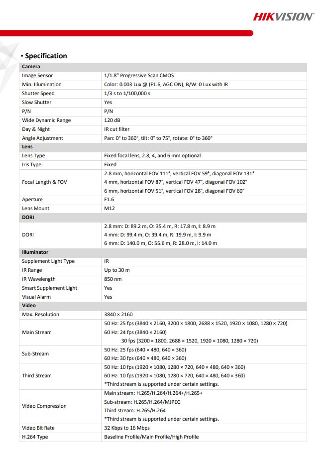 HIKVISION DS-2CD2386G2-ISU/SL(C) 8MP AcuSense Strobe Light & Audible Warning Fixed Turret Network Camera