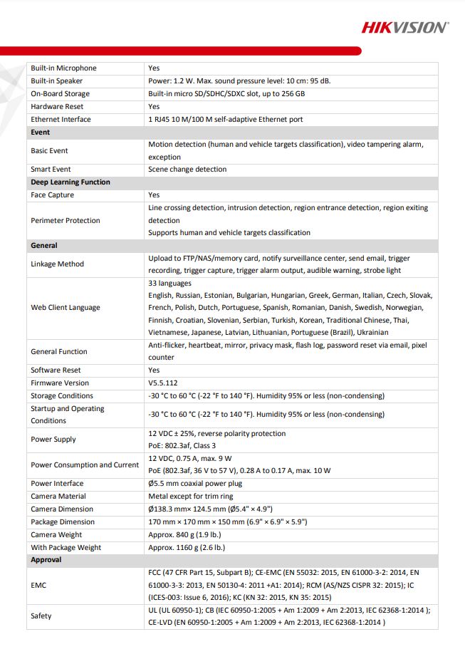 HIKVISION DS-2CD2386G2-ISU/SL(C) 8MP AcuSense Strobe Light & Audible Warning Fixed Turret Network Camera