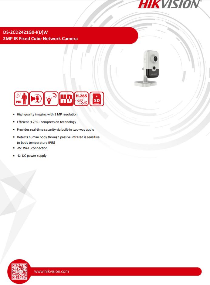 HIKVISION DS-2CD2421G0-I 2MP PIR Cube Network Camera