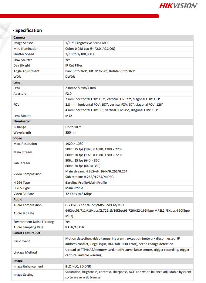 HIKVISION DS-2CD2421G0-IDW(W) 2MP PIR Cube Network Camera