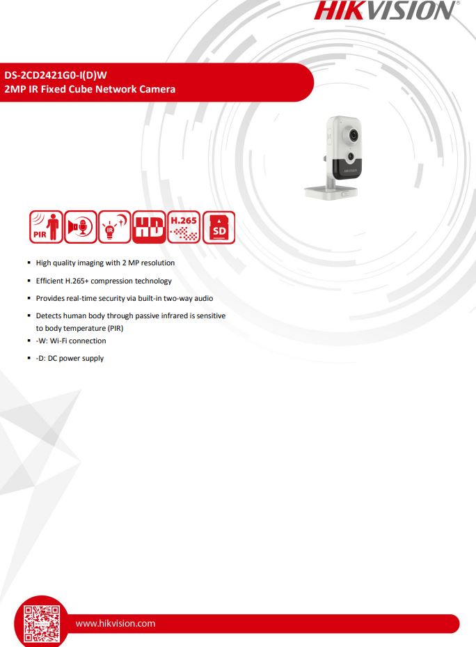 HIKVISION DS-2CD2421G0-IW(W) 2MP PIR Cube Network Camera