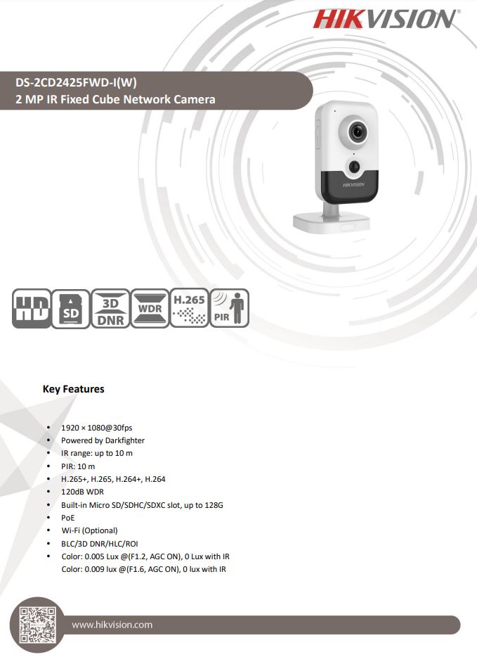 HIKVISION DS-2CD2425FWD-IW(W) 2MP Powered by DarkFighter Cube Network Camera