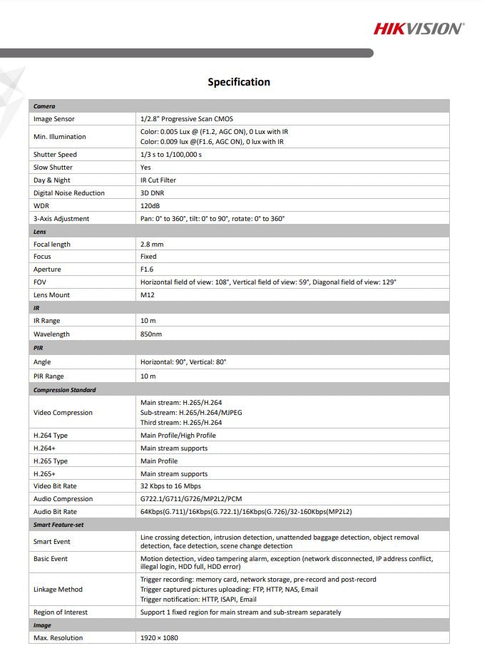 HIKVISION DS-2CD2425FWD-IW(W) 2MP Powered by DarkFighter Cube Network Camera