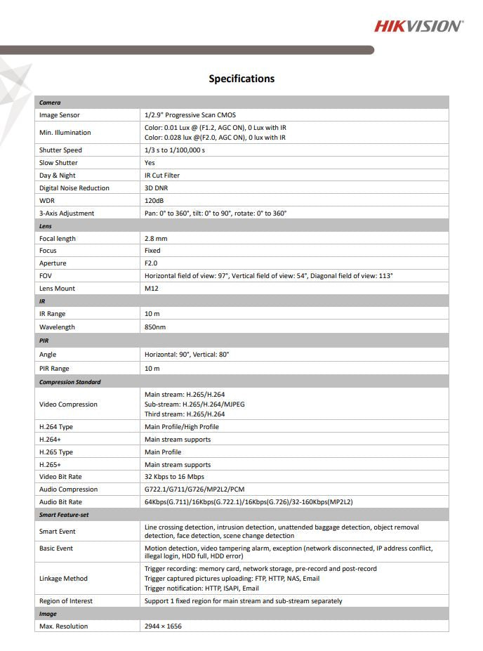 HIKVISION DS-2CD2455FWD-I(W) 5 MP IR Fixed Cube Network Camera