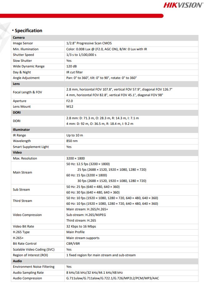 HIKVISION DS-2CD2463G2-I 6MP AcuSense Built-in Mic Fixed Cube Network Camera