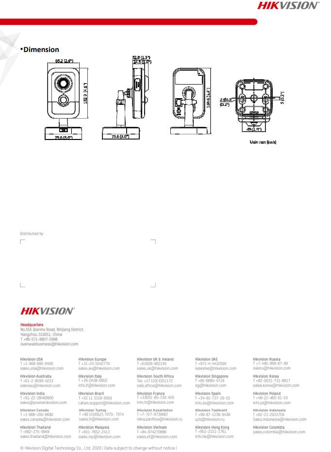 HIKVISION DS-2CD2483G2-I 8MP AcuSense Built-in Mic Fixed Cube Network Camera