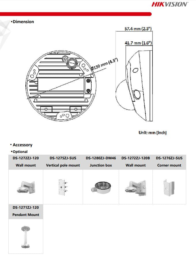 HIKVISION DS-2CD2523G2-I 2MP AcuSense Built-in Mic Fixed Mini Dome Network Camera