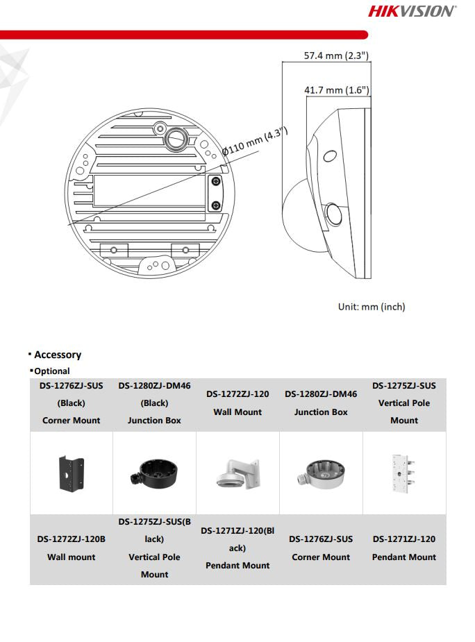 HIKVISION DS-2CD2543G2-I 4MP AcuSense Built-in Mic Fixed Mini Dome Network Camera